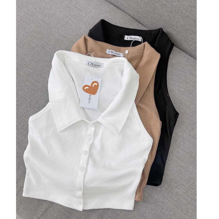 Áo croptop cổ trụ sexy cá tính, áo thun gân co giãn Okélla