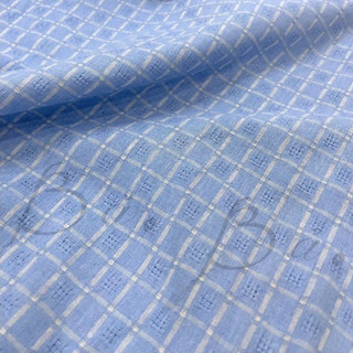 Vải xô cotton xanh biển dệt ô caro mềm rũ khổ 1m40