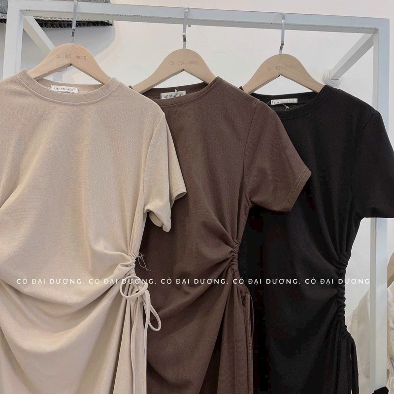 Váy Tăm Gân Rút Eo Sườn Xinh Mã MK00829