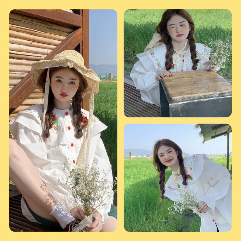 Áo Babydoll Cổ Bèo Tay Phồng