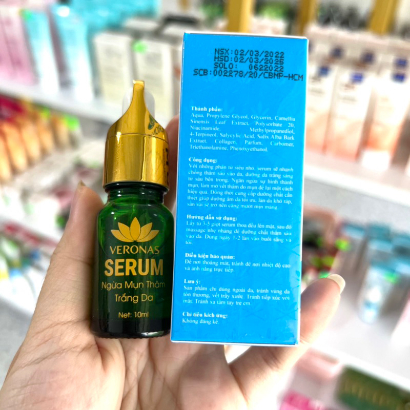 Serum mụn thâm, trắng da se khít lỗ chân lông Veronas 10ml