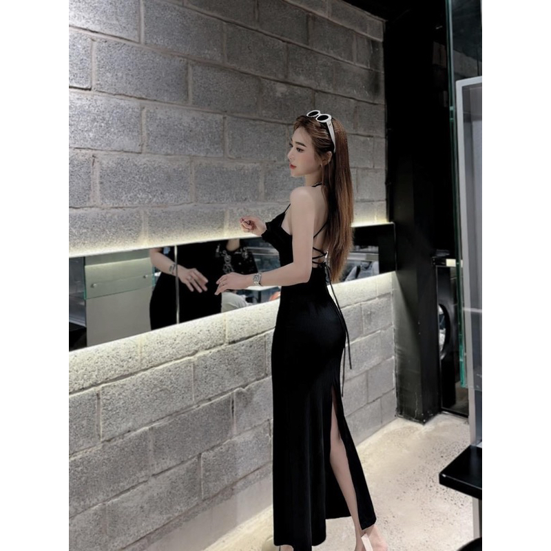 Đầm body dáng dài bèo ngực ( thun gân) - CarotShop