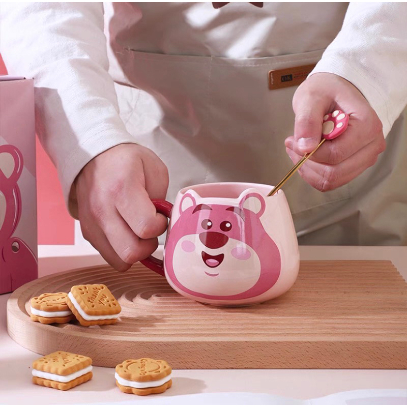 Set cốc / ly Gấu Dâu Lotso gốm sứ kèm hộp quà dễ thương đáng yêu