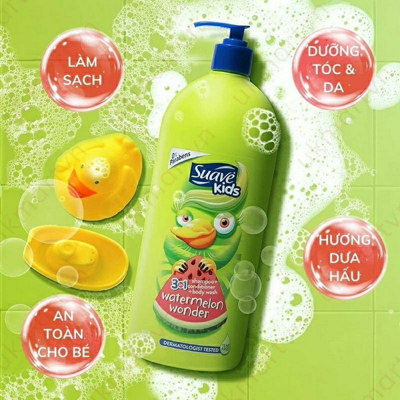 Sữa tắm Suave Kids Gội Xả 3 in 1Trẻ em  hương hoa quả không cay mắt