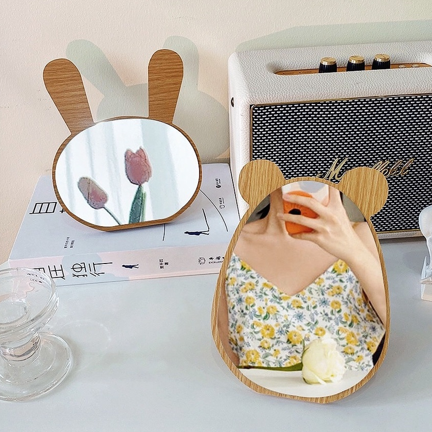 Gương để bàn trang điểm bằng gỗ tai gấu ,tai thỏ