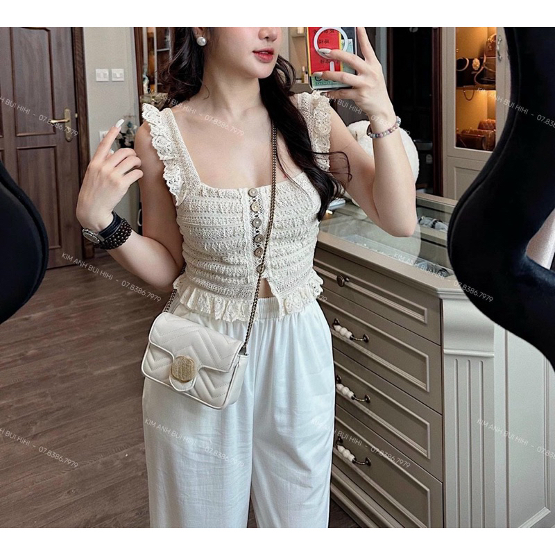 Áo Zen nữ tay cánh tiên hai dây đính cúc co dãn phối đồ siêu xinh ảnh thật - hàng có sẵn