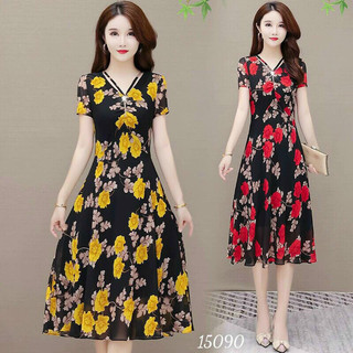 Đầm voan hoa _ Đầm thiết kế nhiều form size M.L.XL.2XL