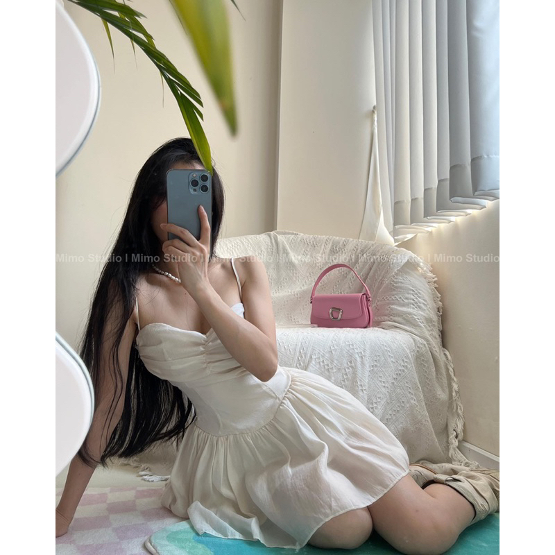 Đầm voan 2 dây cúp ngực dáng xoè