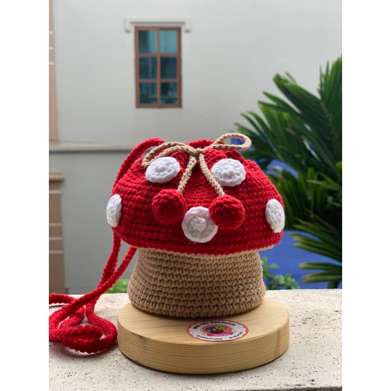 Túi handmade bằng len hình cây nấm độc và lạ ĐỰNG LÌ XÌ TẾT Cho bé