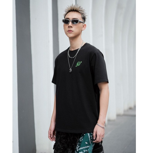 Áo phông nam nữ unisex tay lỡ thun INSIDEMEN form rộng cổ tròn oversize cotton màu đen trắng ITS00503