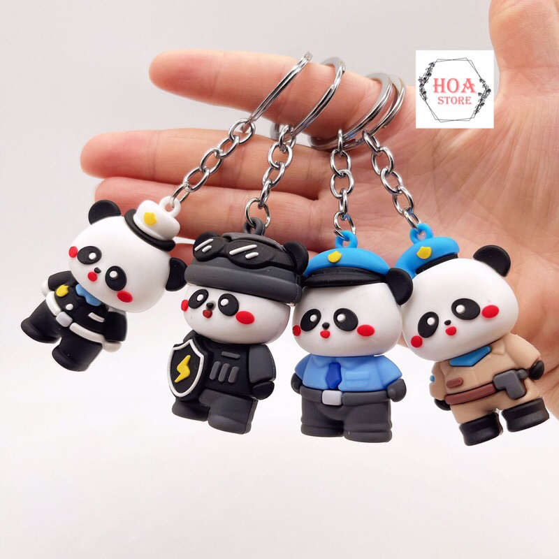 Móc khoá, quà tặng hình chú gấu trúc cảnh sát dễ thương