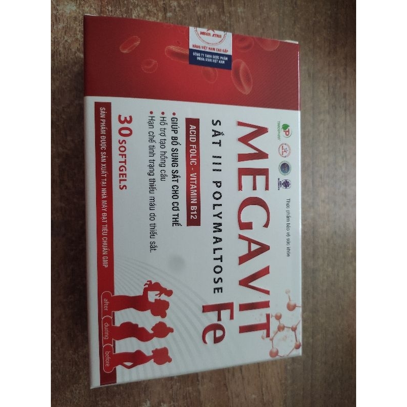 Viên uống bổ sung sắt Megavit Fe (30 viên) bổ máu, cải thiện tình trạng thiếu máu