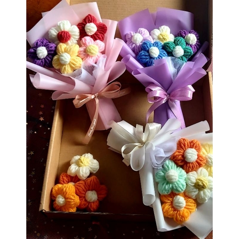 Bó hoa len mini+ được chọn màu+hàng sẵn có hộp