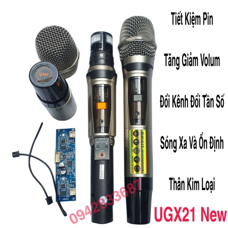 Micro Loa Kéo UGX21 UHF Sóng Xa Kim Loại Đổi Tần Số