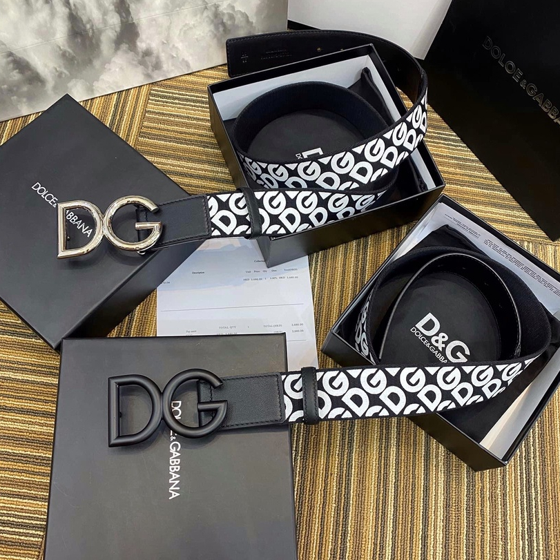 Thắt lưng, dây nịt, belt Dolce Gabbana dây đen phối logo DG fullbox LA 1-1 on web