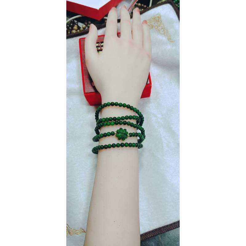 chuỗi vòng tay sơn thuỷ cỏ bốn lá thiên nhiên quấn 5 vòng