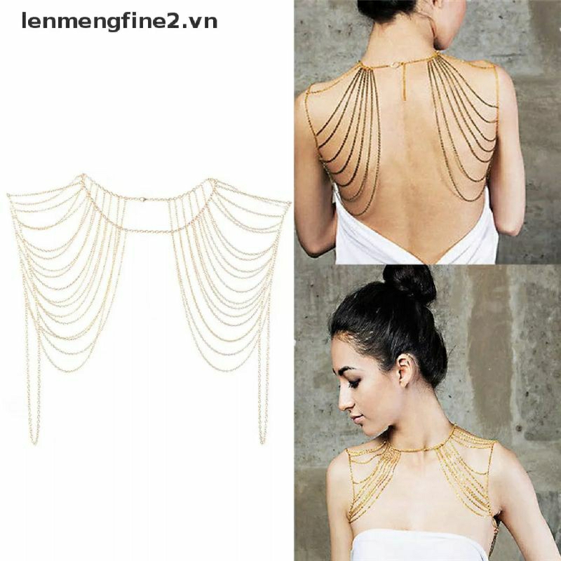 Dây chuyền đeo cơ thể, lắc eo body chain vòng đeo ngực dạng xích bằng kim loại đính đá lấp lánh trang trí bikini sexy