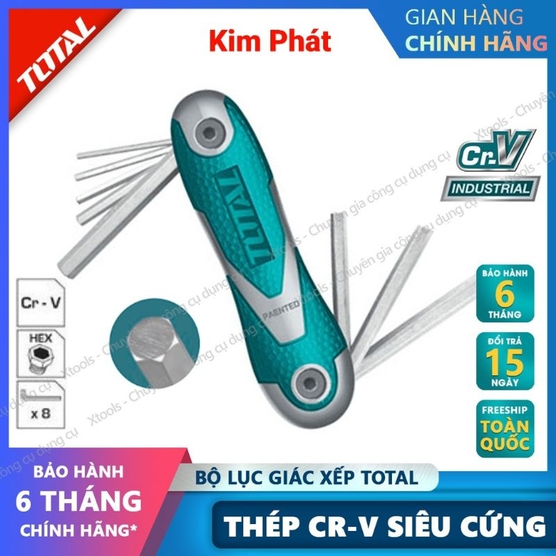 Bộ 8 lục giác đầu bằng dạng xếp đa năng TOTAL 2-8mm siêu cứng chống rỉ sửa chữa mở ốc vít xe máy ô tô máy móc