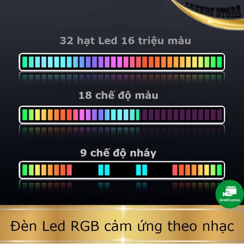 Thanh Đèn Led RGB Nháy Theo Nhạc Cảm Biến Âm Thanh 16 Triệu Màu, Điều