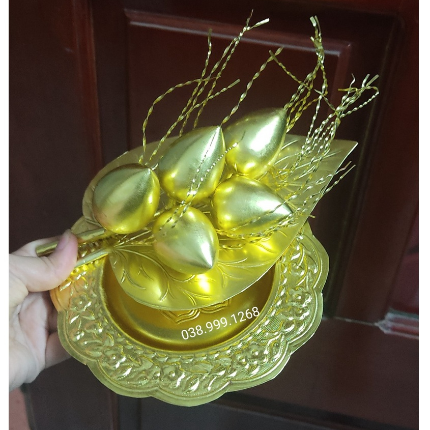 Trầu cau, cơi , đĩa cau thờ bằng đồng đồ thờ cúng phong thủy tài lộc Bộ trầu cau bằng đồng vàng nguyên chất