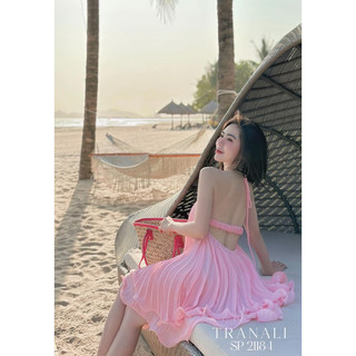 Set váy hoa yếm dập ly