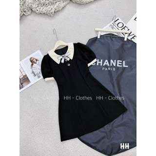 Váy phối cổ kèm tag nơ