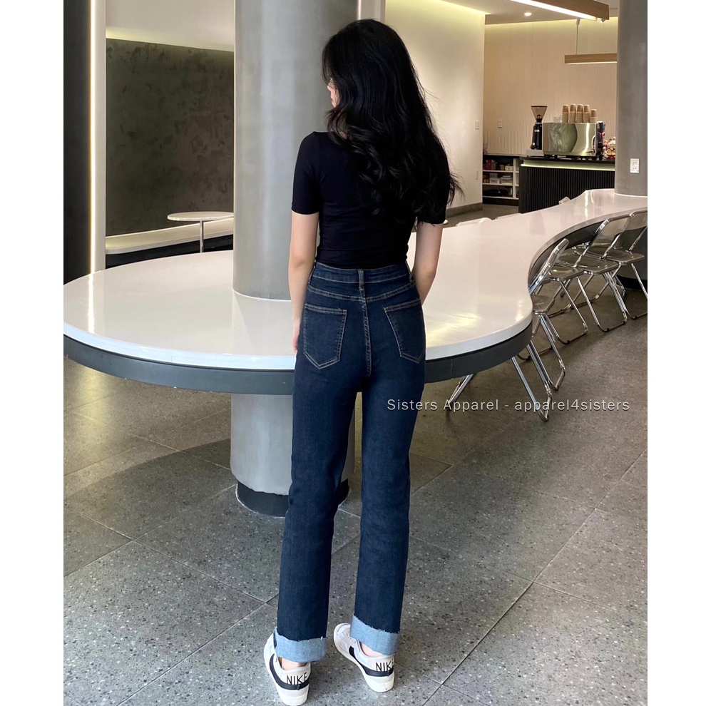 Quần skinny jeans ống đứng xắn gấu - QJ358