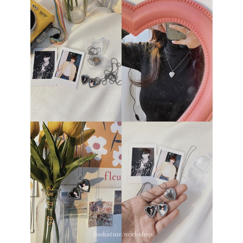 [ Hàng Thiết Kế ] Dây chuyền in hình theo yêu cầu hình trái tim không gỉ heart Locket + Tặng 2 ảnh i