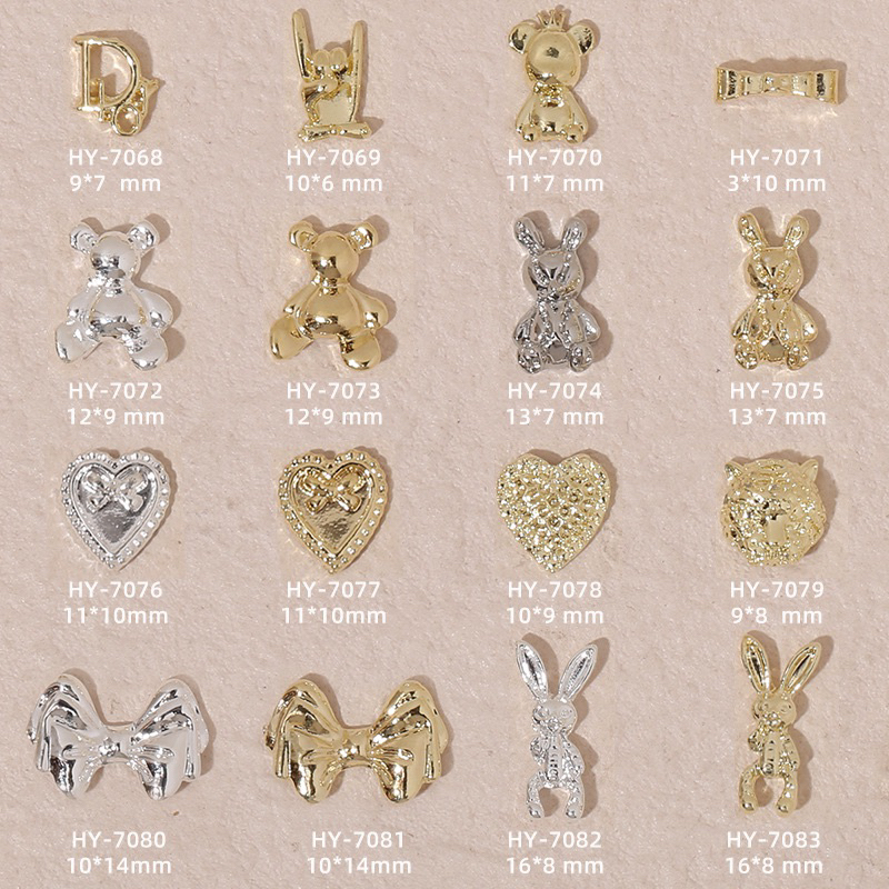charm gấu ,tim trang trí móng