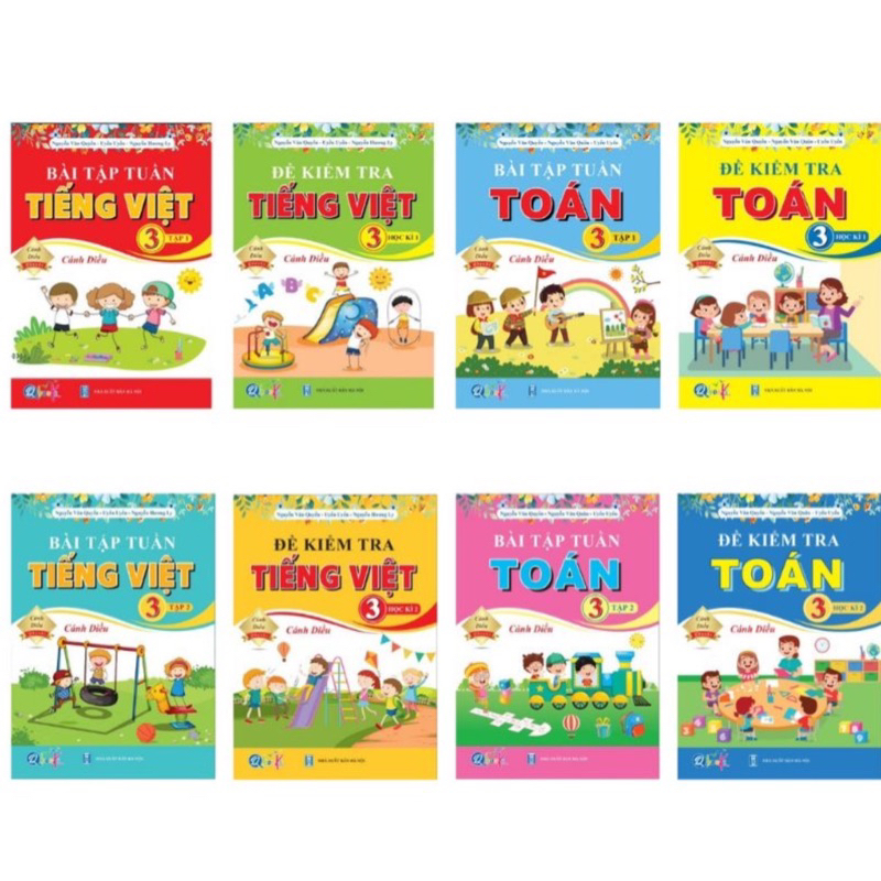 Sách - (Combo 8 cuốn Cả Năm Học) Bài Tập Tuần Và Đề Kiểm Tra Toán - Tiếng Việt lớp 3 - Cánh Diều