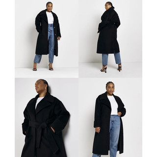 Áo dạ đen cổ bẻ river island bigsize