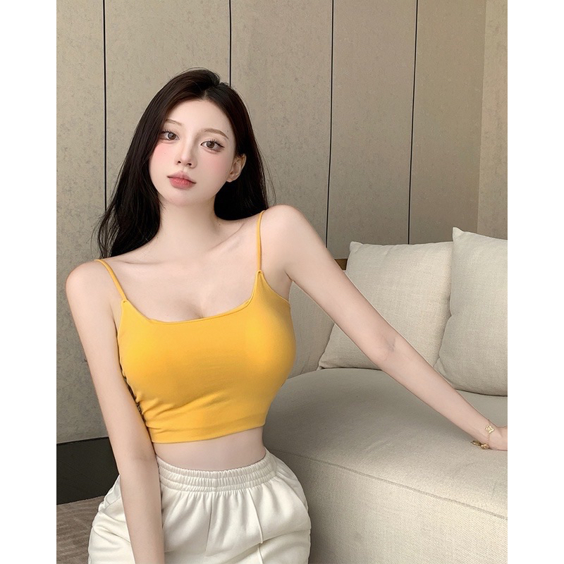 Áo croptop hai dây mảnh có mút chất cotton M14
