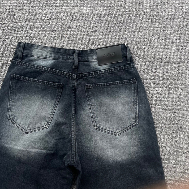 Wide Leg Baggy Jeans - Stone Black