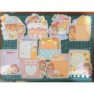 Tách lẻ 10 giấy note bé gái cute trang trí sổ