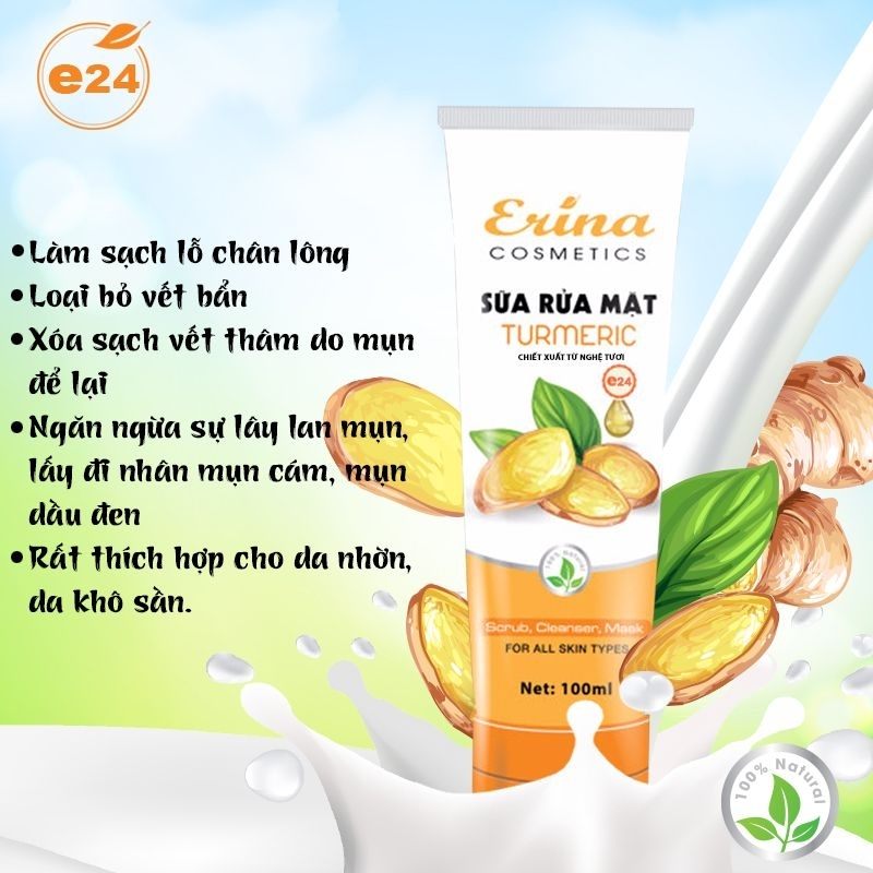 Sữa Rữa Mặt Tinh Chất Nghệ ERINA