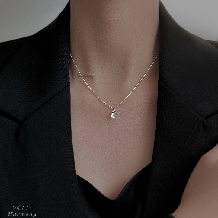 Dây chuyền nữ bạc mặt hình giọt lệ đính đá nhân tạo tear of love 2 | HARMONY ACCESSORIES VC117
