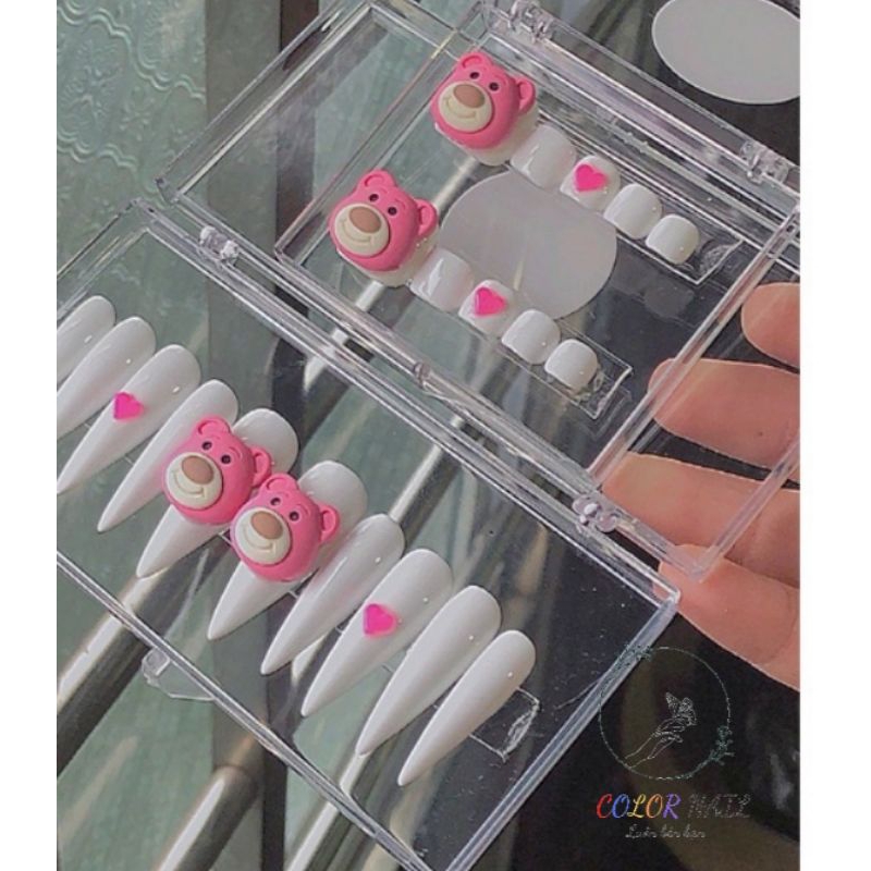 Nail box - Móng up thiết kế : Gấu trái tim