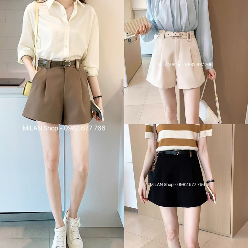 Quần short vải kèm đai new hot