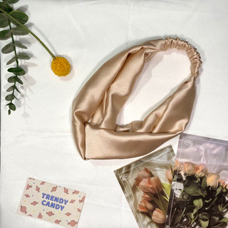 Set băng đô lụa + dây cột tóc lụa cùng màu