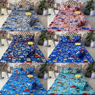 Bộ Drap thun Hàn Quốc mẫu xe hoạt hình