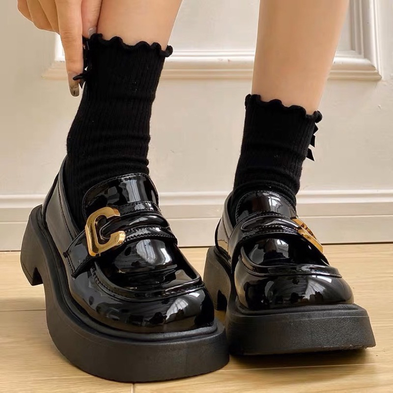 Giày búp bê xuka chữ C da mềm đế êm thời trang cao cấp Giày tiểu thư nữ có độn đế 4cm nhẹ nhàng đi hàng ngày