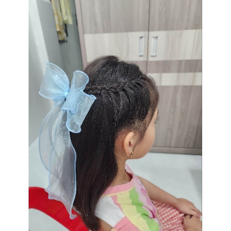 Kẹp tóc  nơ voan lượn sóng ánh nhũ