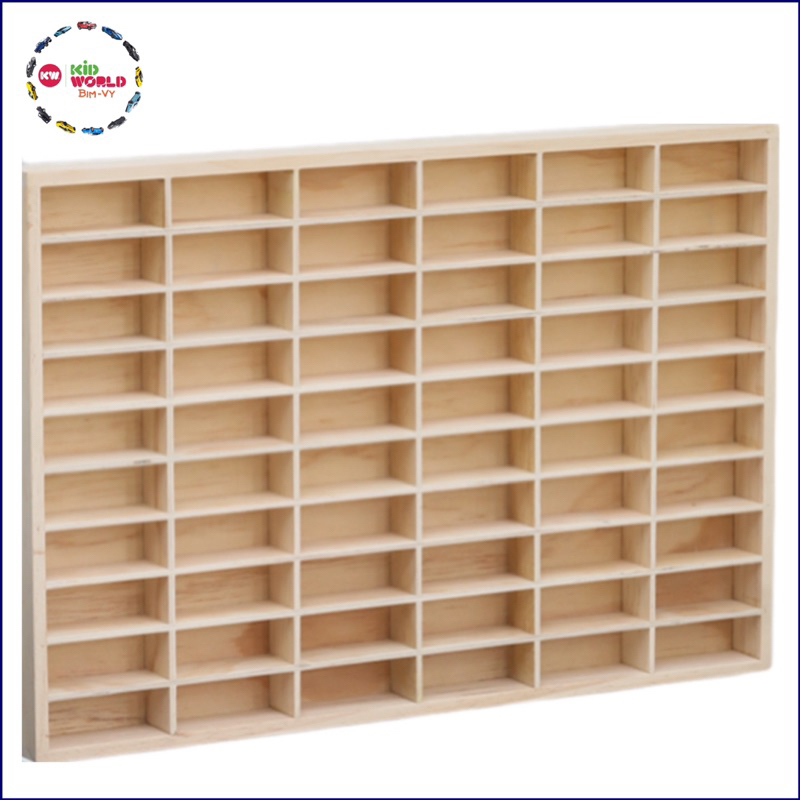 Khung kệ gỗ (Ván ép), trưng bày 60 chiếc Xe mô hình Tỷ lệ 1:64.