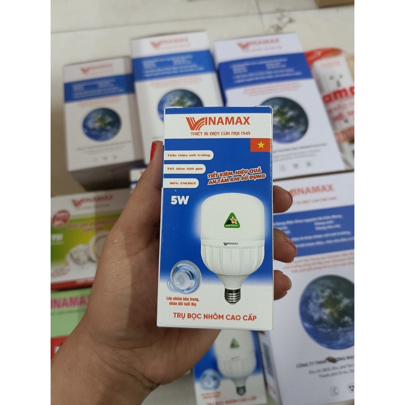 Bóng đèn Led buld trụ nhôm bọc nhựa Chính Hãng VINAMAXcông suất từ 5w-10w-15w-20w-30w-40w-50w-65w