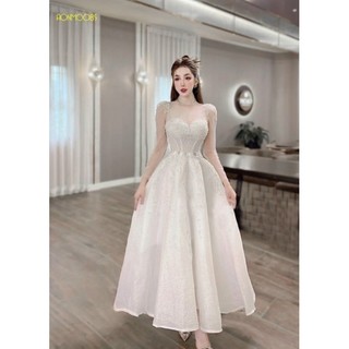 ✨ Đầm xòe tay dài đính hoa✨ HÌNH THẬT