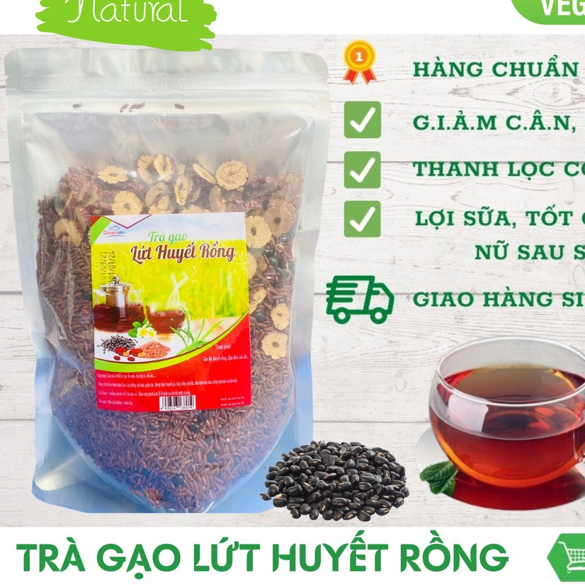 1kg trà gạo lứt huyết rồng Điện Biên đỗ đen rang sẵn gói 500g