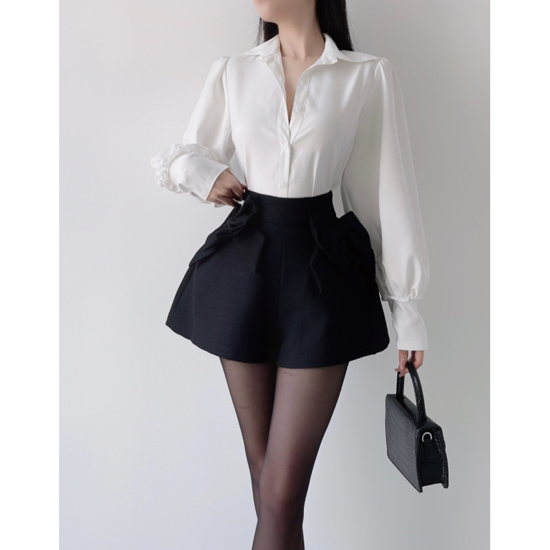 Áo Sơ Mi Tay Chuông Mix Quần Short Nơ