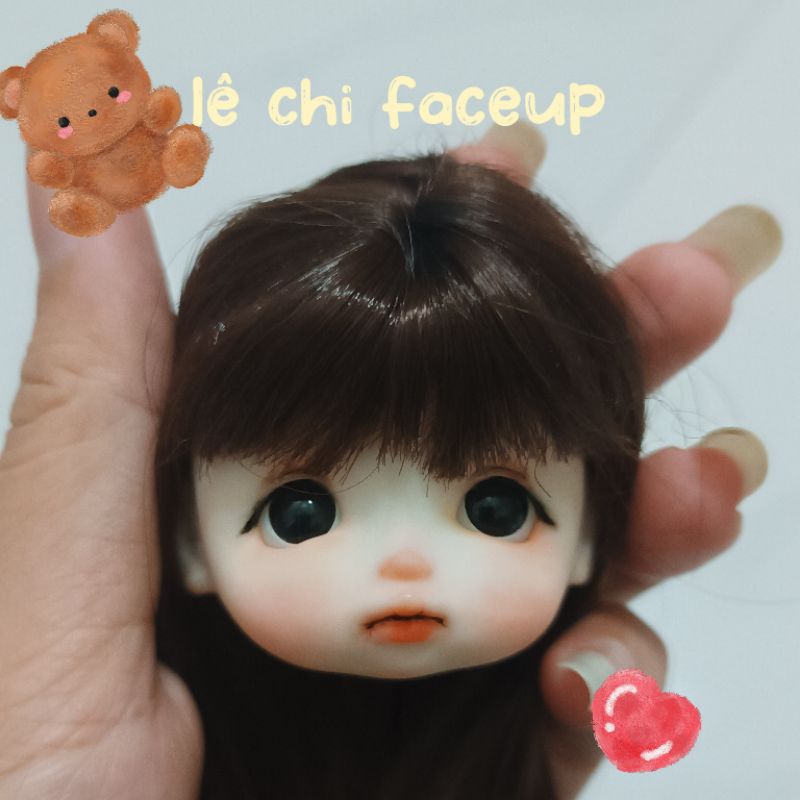 Head baboliy đã faceup, OB11 1/8 Fu theo yêu cầu, wig tóc riêng. Búp bê 1/8 16cm