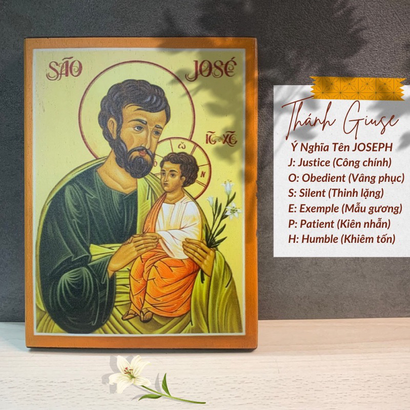 Tranh Biểu Tượng Thánh Giuse - Tranh Gỗ Chính Thống Giáo - Icon of Saint Joseph