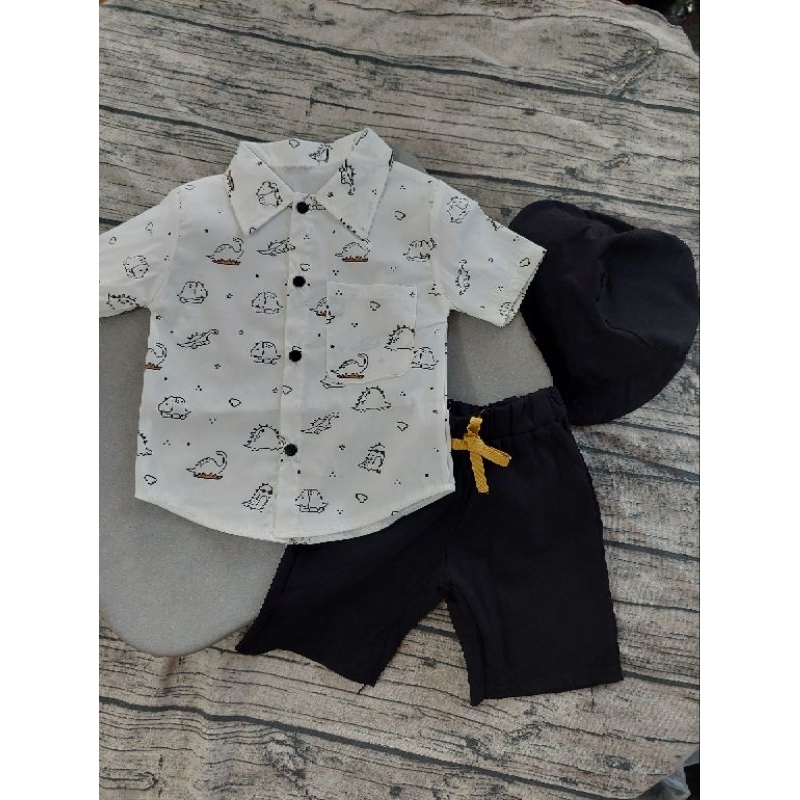 Sét sơ mi bé trai size nhí 3 chi tiết